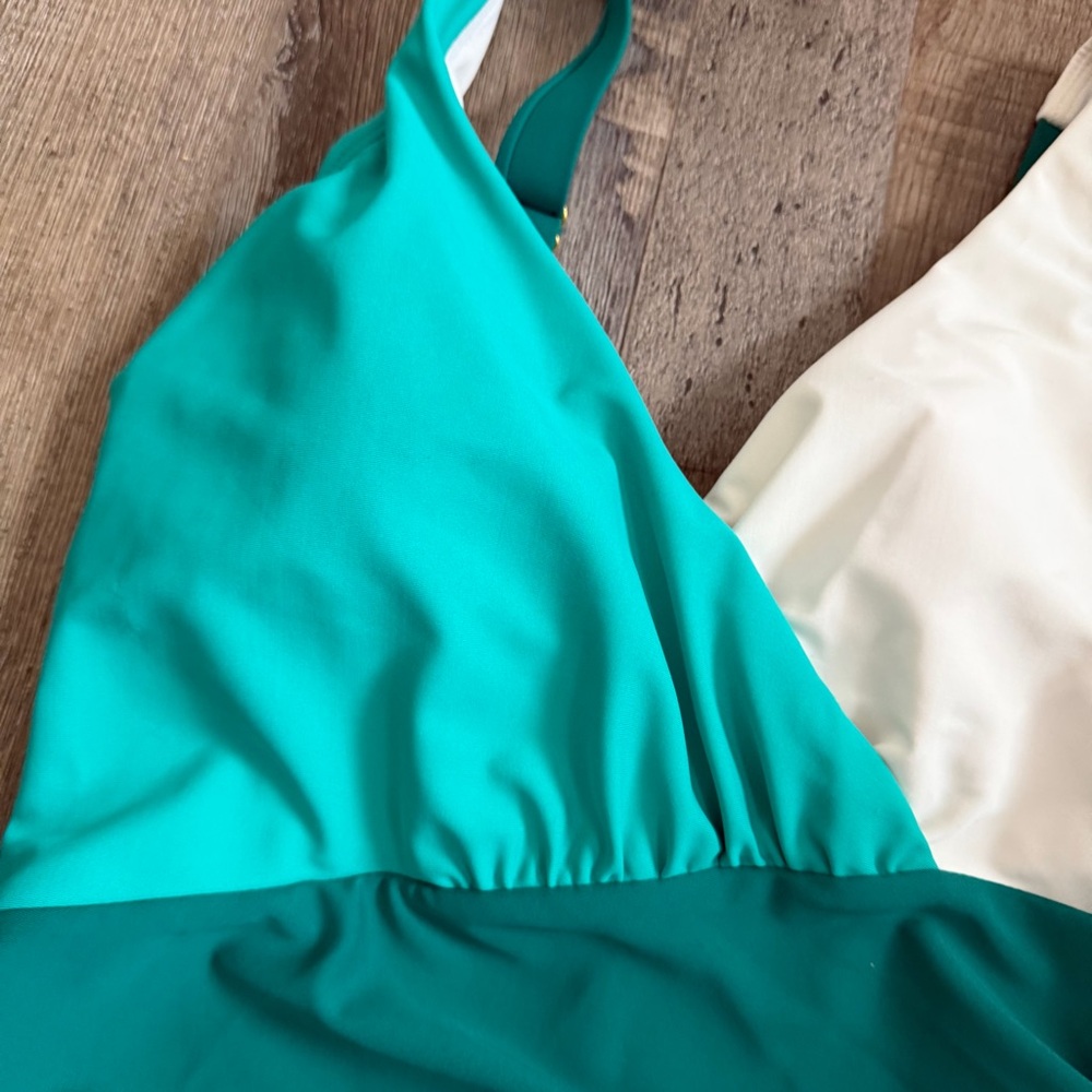 Front Wrap Colorblock Full Coverage One Piece Swimsuit - Shade & Shore Teal S - Picture 6 of 8
